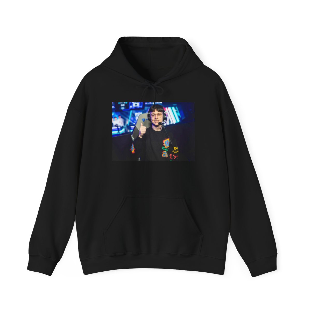 Retro Arcade Gamer Photo Hoodie | Pixel Character Graphic | Caedrel