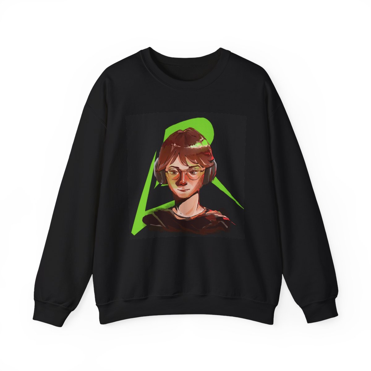 Green Neon Portrait Crewneck Sweatshirt | Caedrel
